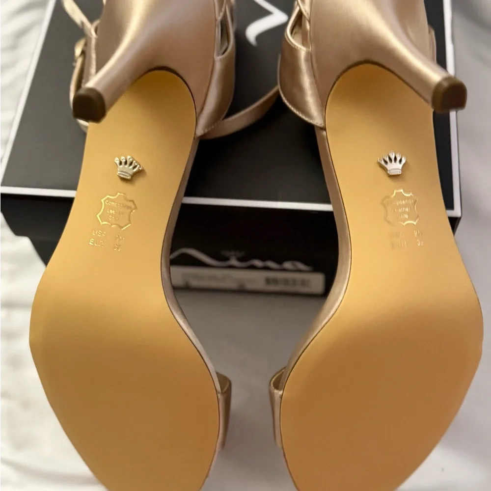 Nina Women's Satin Heels - Champagne - Picture 2 of 4